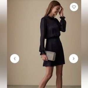 Reiss Renata snake print dress in navy. Size 6